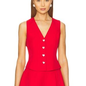 Elliatt Red Tailored Vest w/ Pearl Heart Buttons – NWT – Size S
